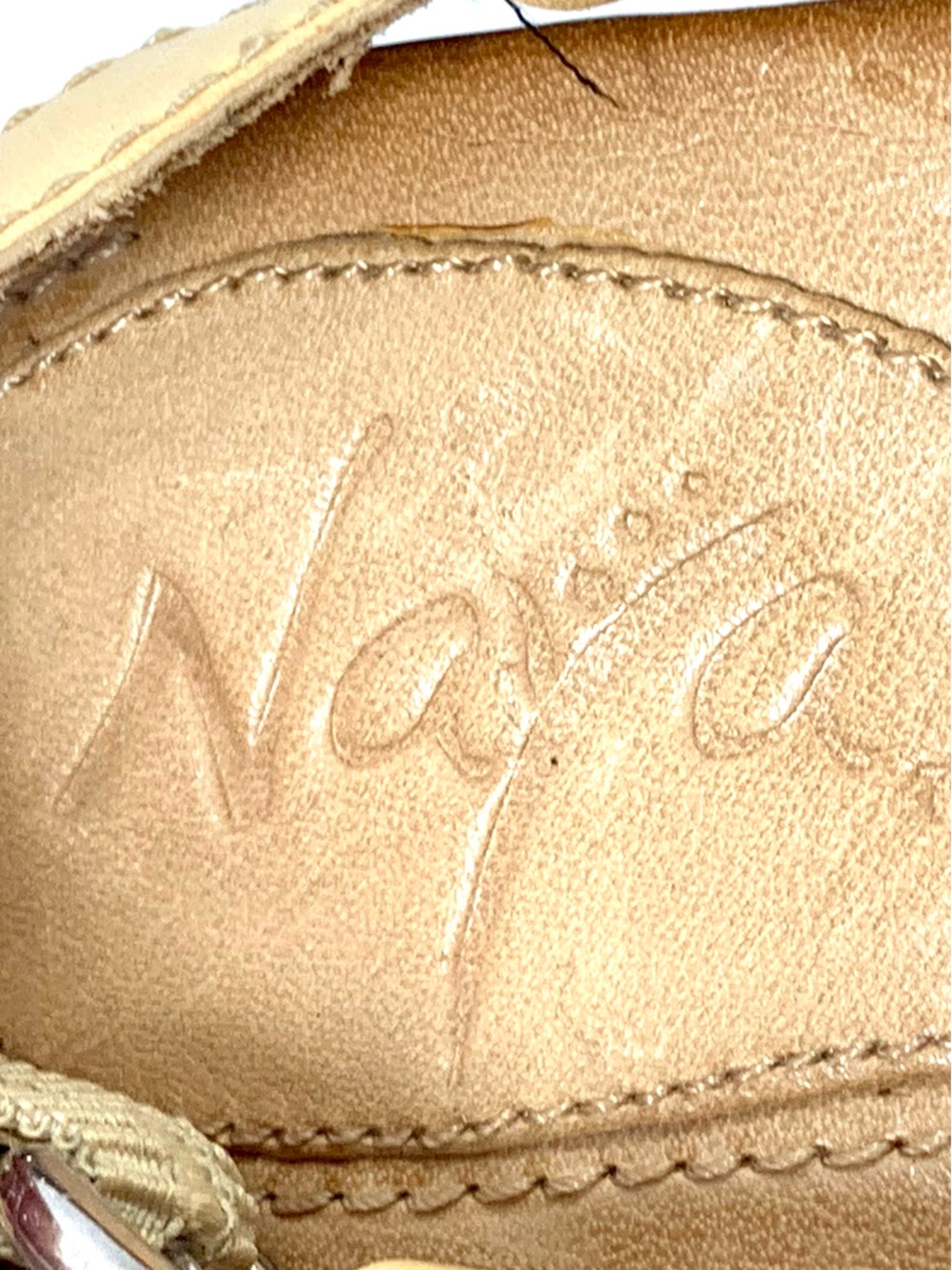 Naya Alpine Laser Cut Tan Leather Slingback Sandal Pumps 8.5 Classic Boho Summer - Picture 13 of 16
